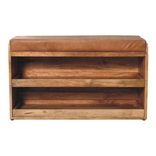 Buffalo Hide Oak-ish Shoe Storage Bench
