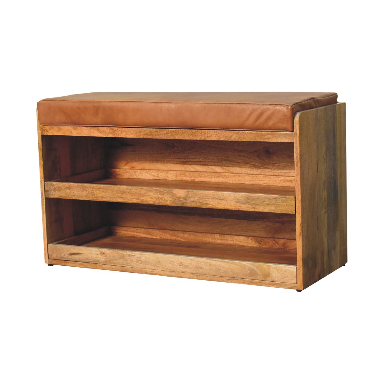 Buffalo Hide Oak-ish Shoe Storage Bench