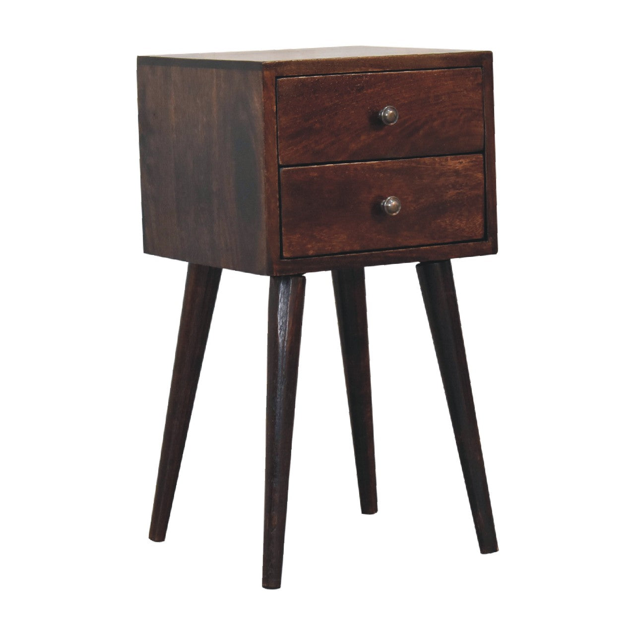 Mini 2 Drawer Light Walnut Nightstand