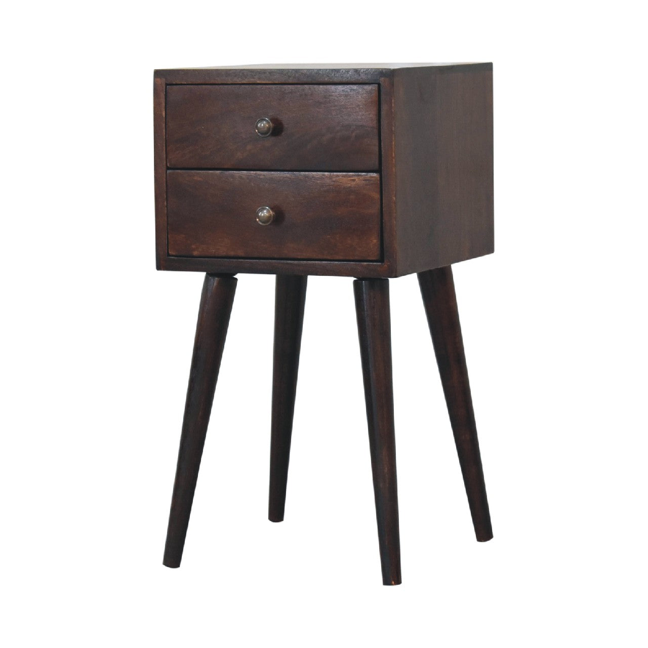 Mini 2 Drawer Light Walnut Nightstand