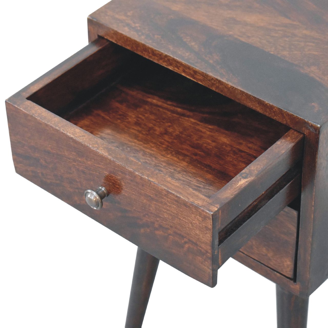 Mini 2 Drawer Light Walnut Nightstand