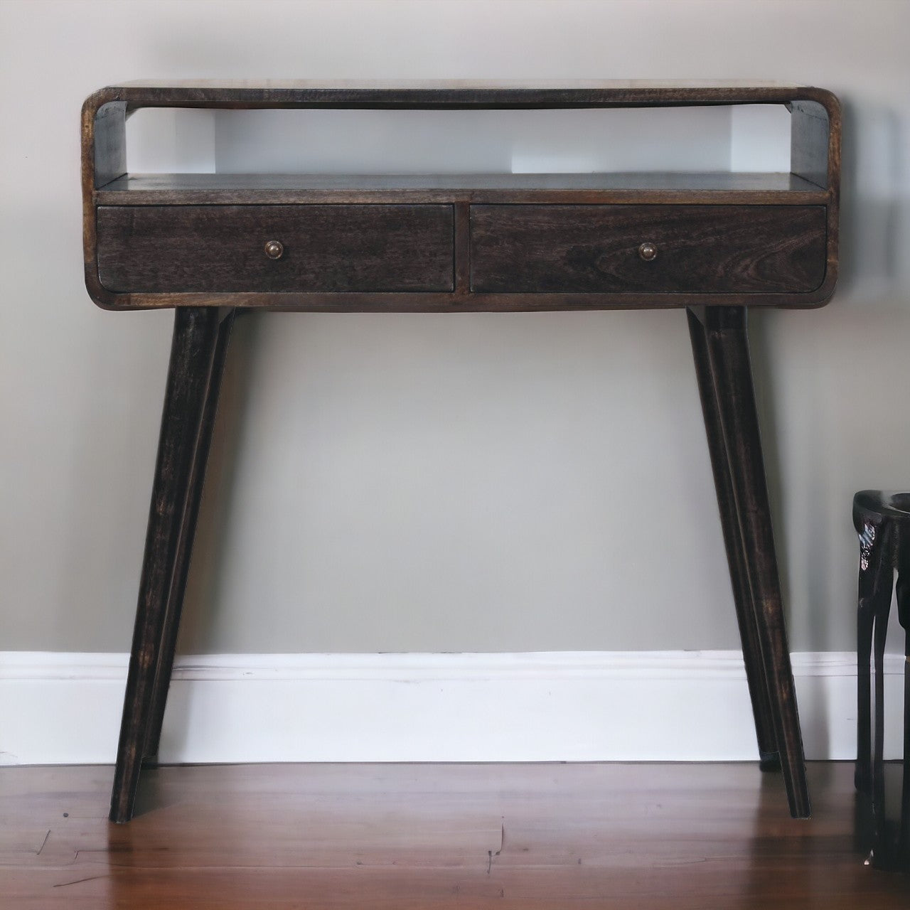 Curved Ash Black Console Table