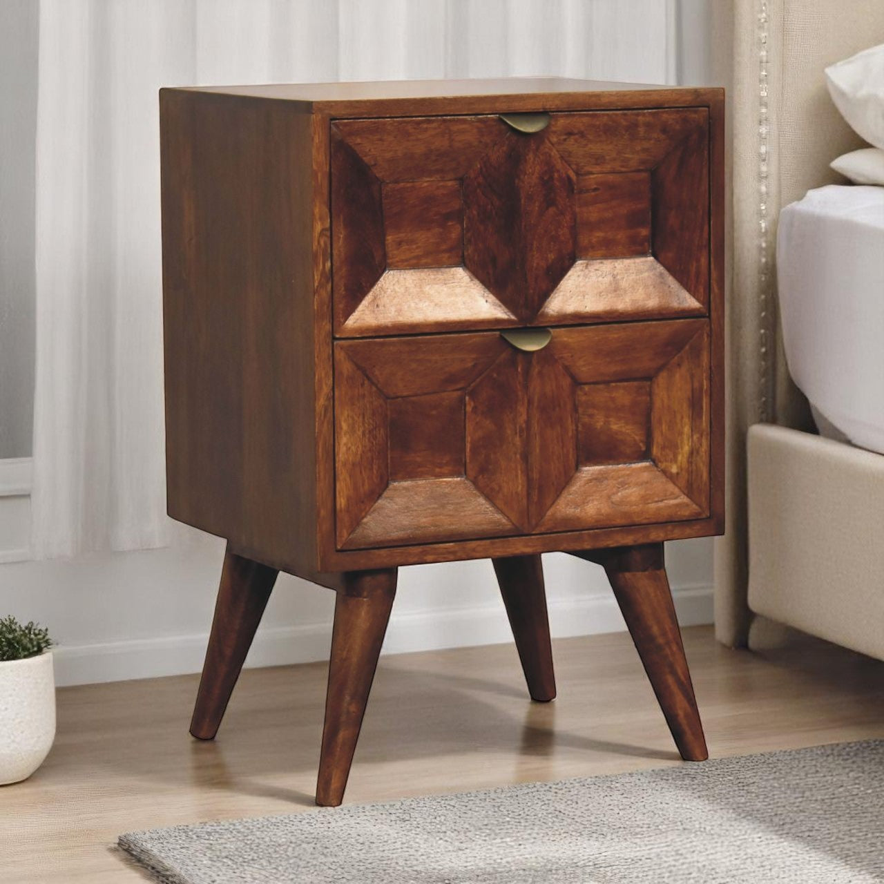 Curved Chestnut nightstand