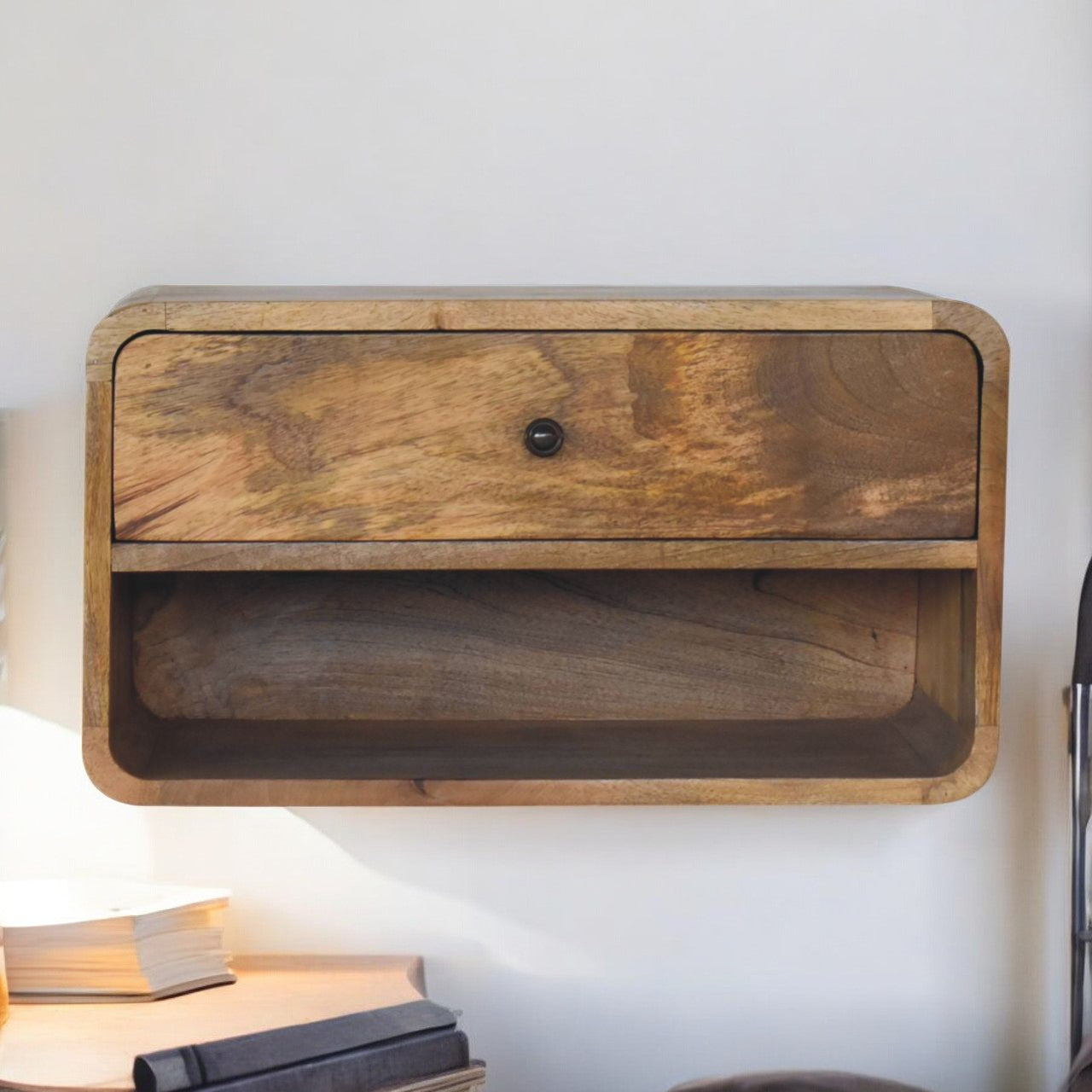 Large Floating Curve Open Slot Bedside