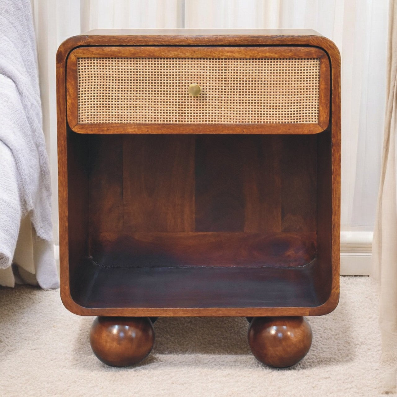 Chestnut Open Woven Bedside