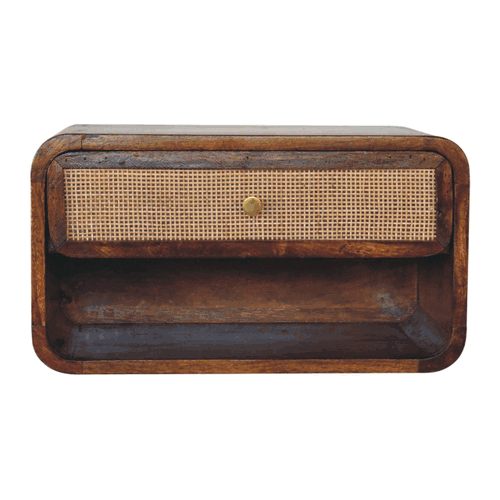 Chestnut Wall Mounted Open Woven Bedside