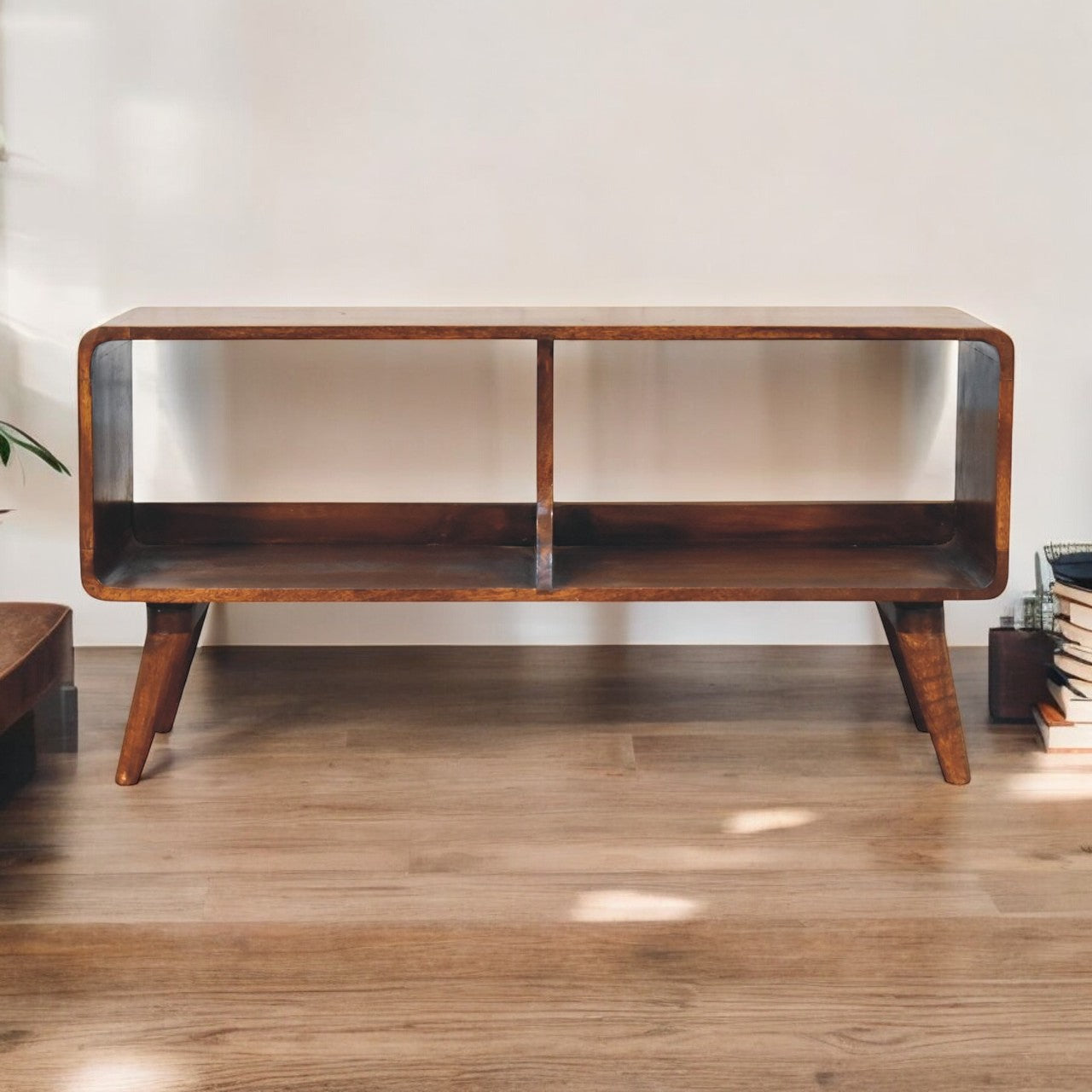 Curved Chestnut Double Slot Media Unit