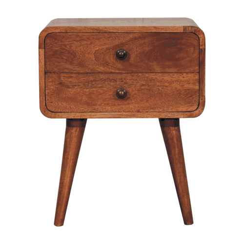 Curved Honey Caramel Bedside