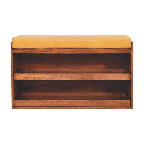 Buffalo Hide Pull out Honey Caramel Shoe Storage Bench