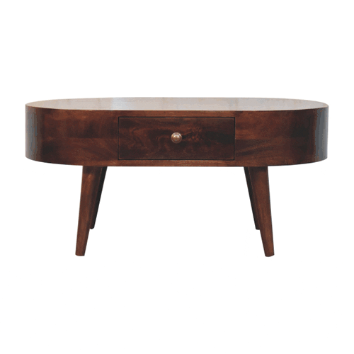 California Walnut Rounded Coffee Table