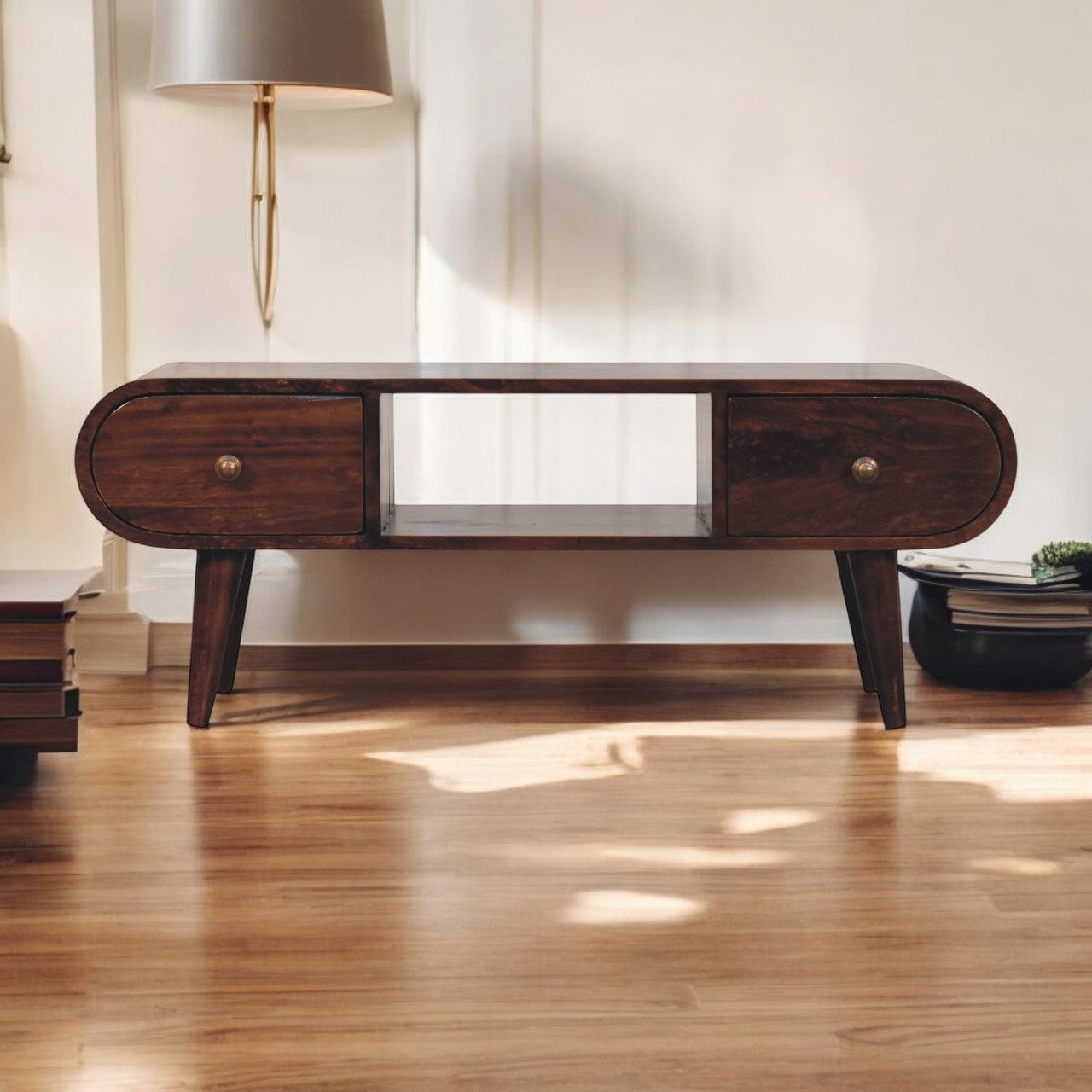 California Walnut Circular TV Unit