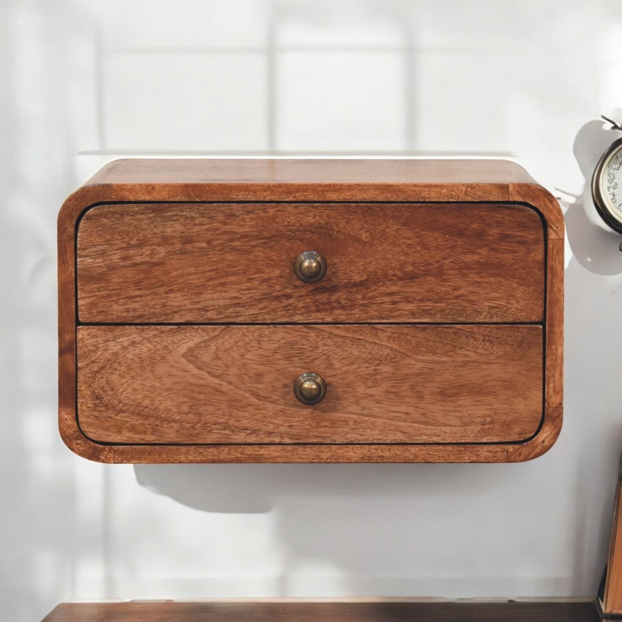 Honey Caramel 2 Drawer Floating Bedside