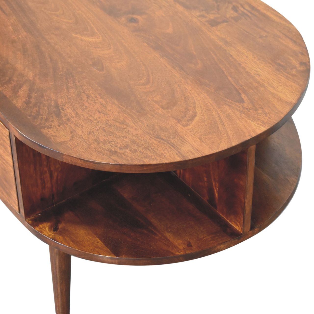 Chestnut Oval Coffee Table with 2 Drawer
