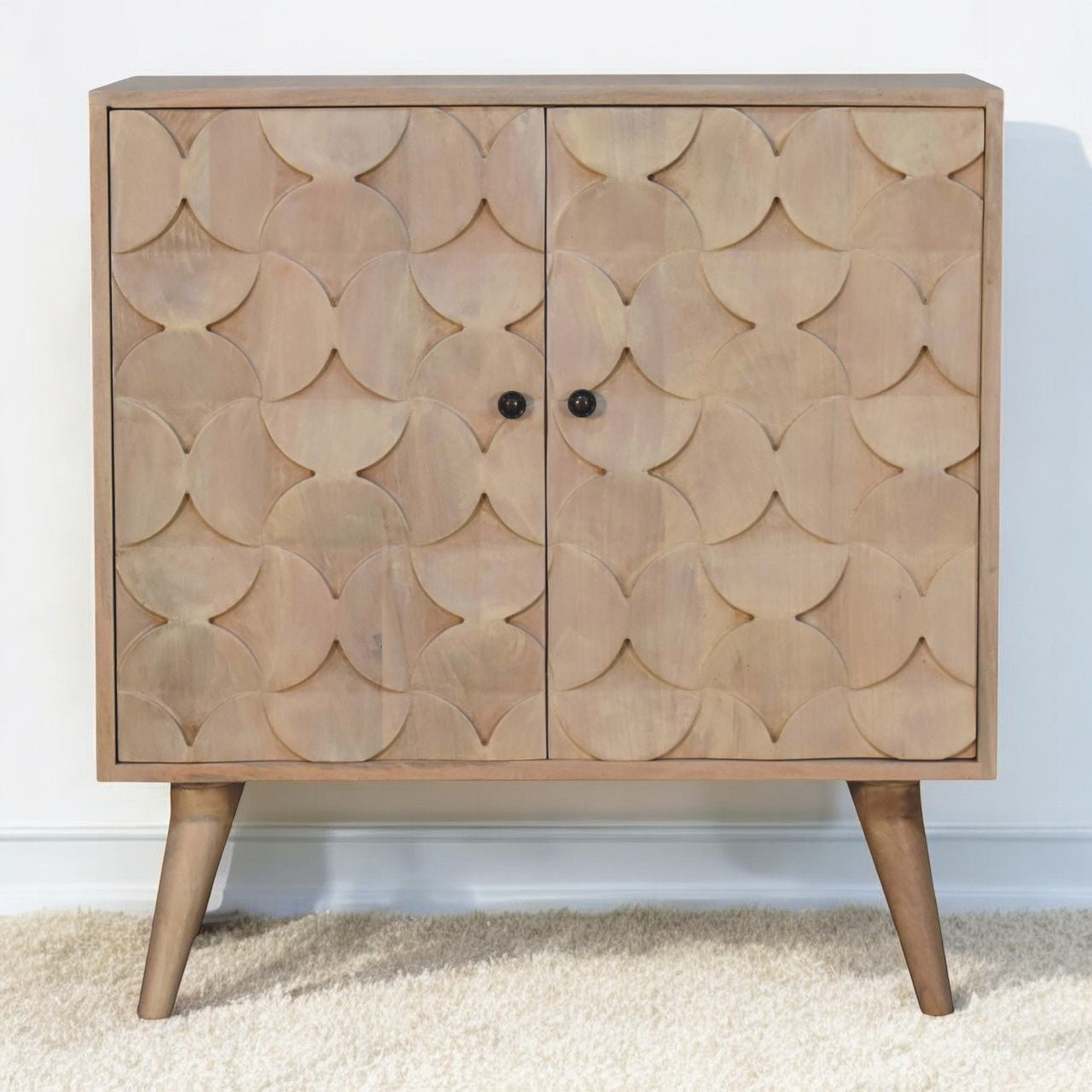 Hourglass Carved Marble Cabinet