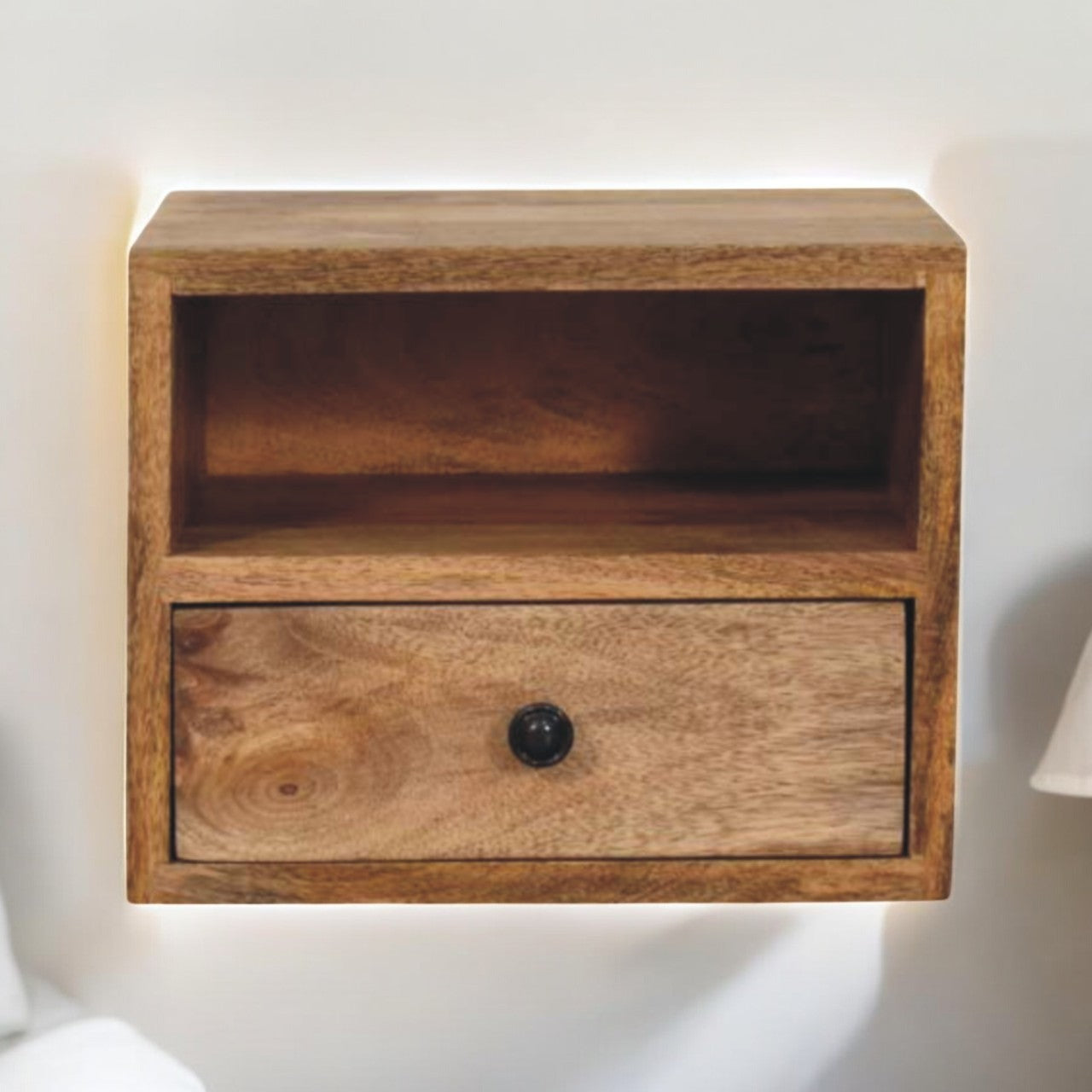 Solis 1-Drawer Oak-ish Wall Mounted Nightstand