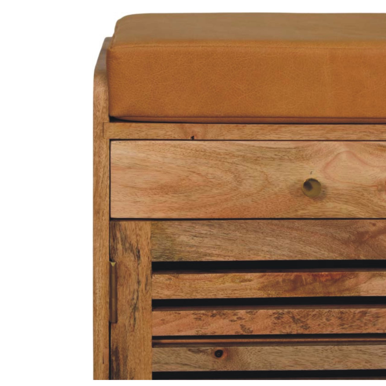 Shutter Oak-ish Shoe Rack with 2 drawers