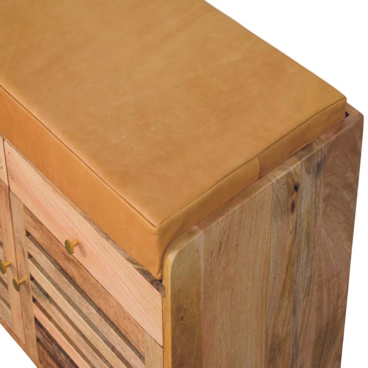 Shutter Oak-ish Shoe Rack with 2 drawers