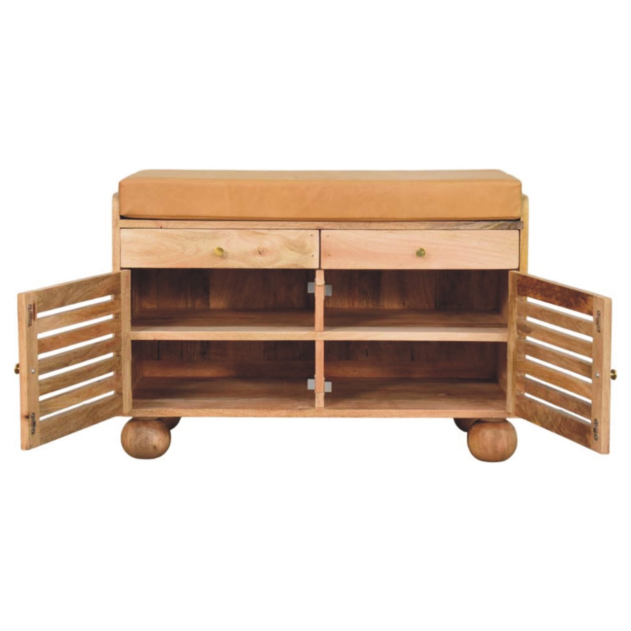 Shutter Oak-ish Shoe Rack with 2 drawers