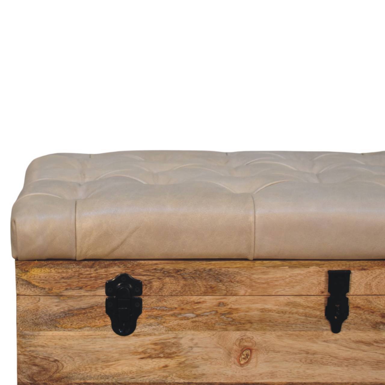 Beige Buffalo hide leather Storage Trunk