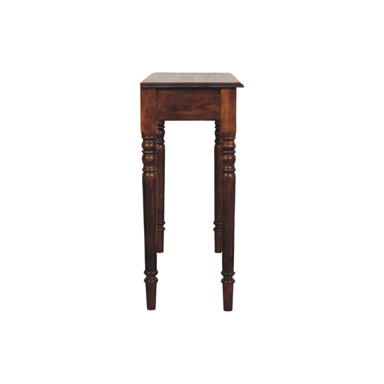 Turned Legs 3 Drawer Chestnut Console