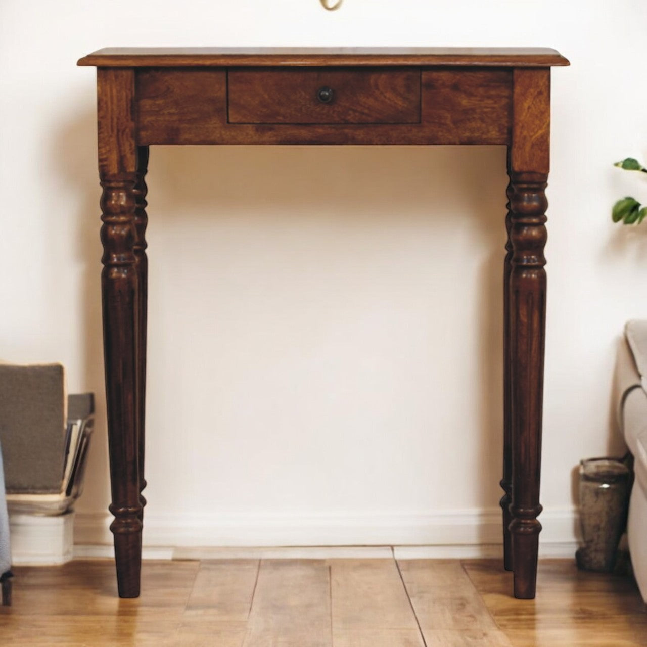 Turned Legs 1 Drawer Chestnut Console