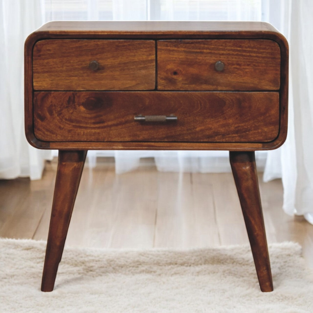 Avora 3-Drawer Chestnut Nightstand