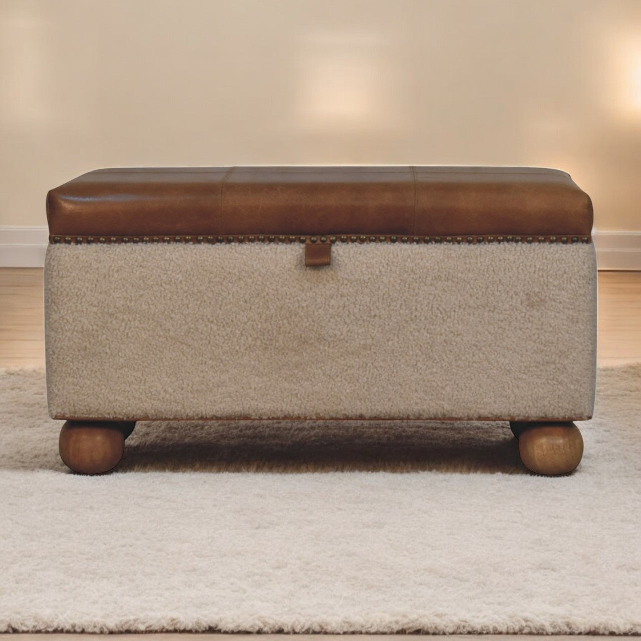 Boucle Lid- up Storage Ottoman