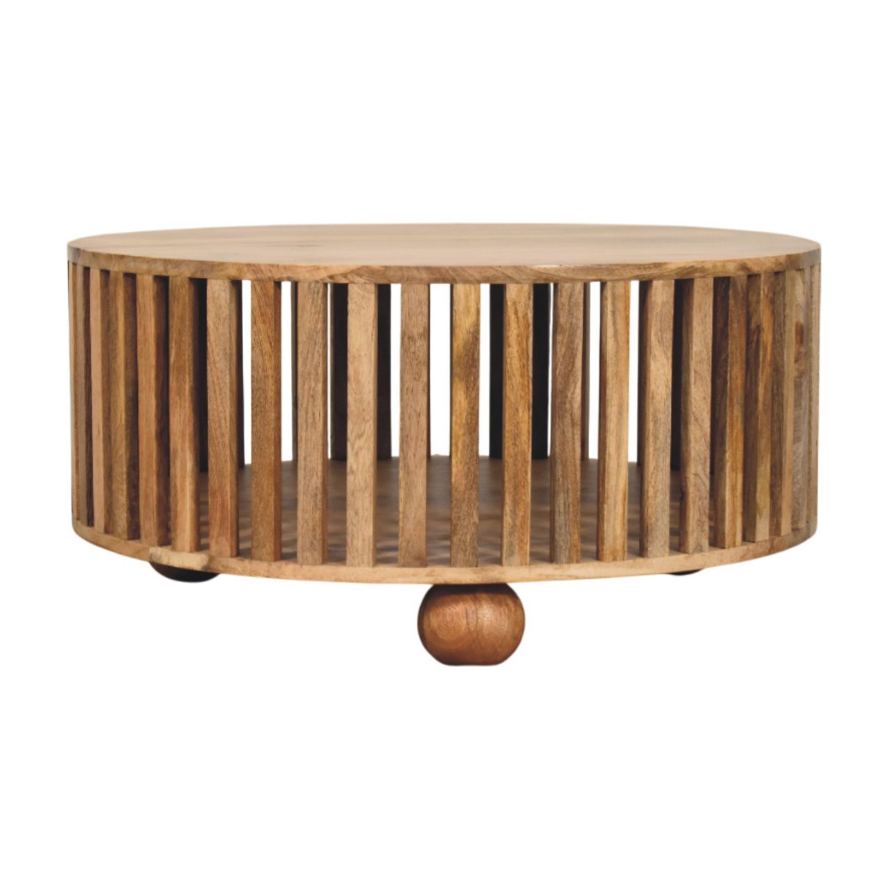 Slatted Round Oak-ish Coffee Table