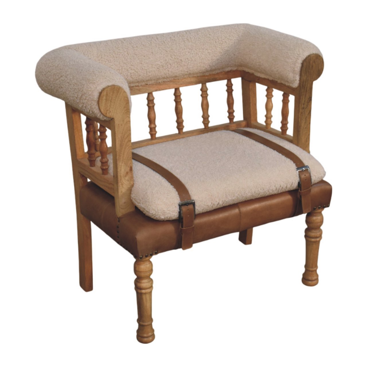 Strapped Hallway Boucle Bench