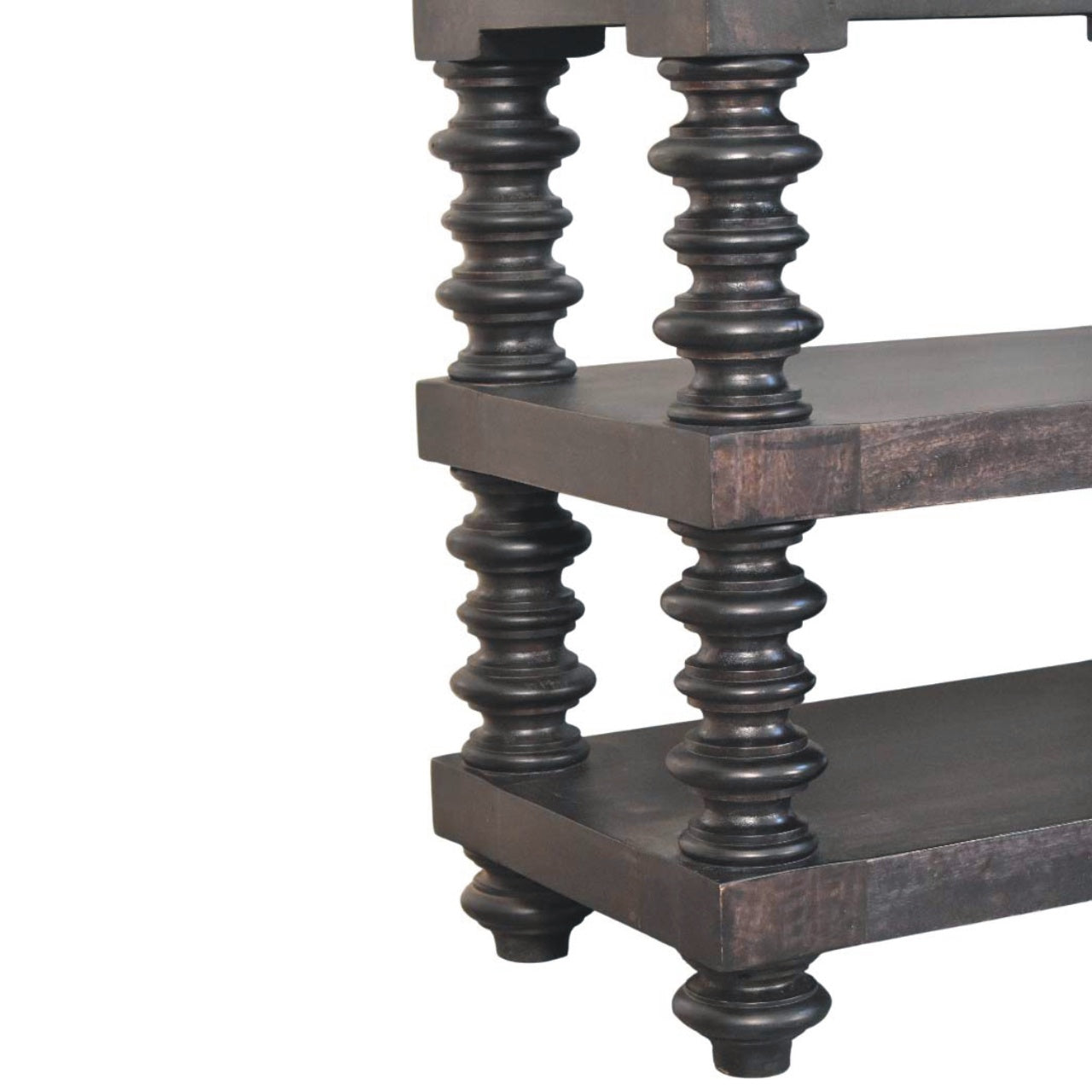 Spindle Shelf Console in Carbon Ash