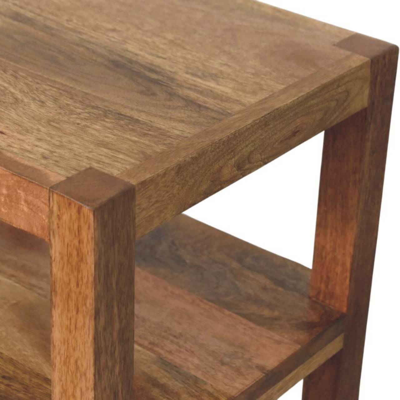 Solid Wood Open Shelf Unit with Cabinet