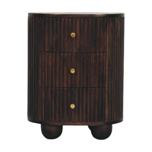 Curved Fluted 3-Drawer Bedside