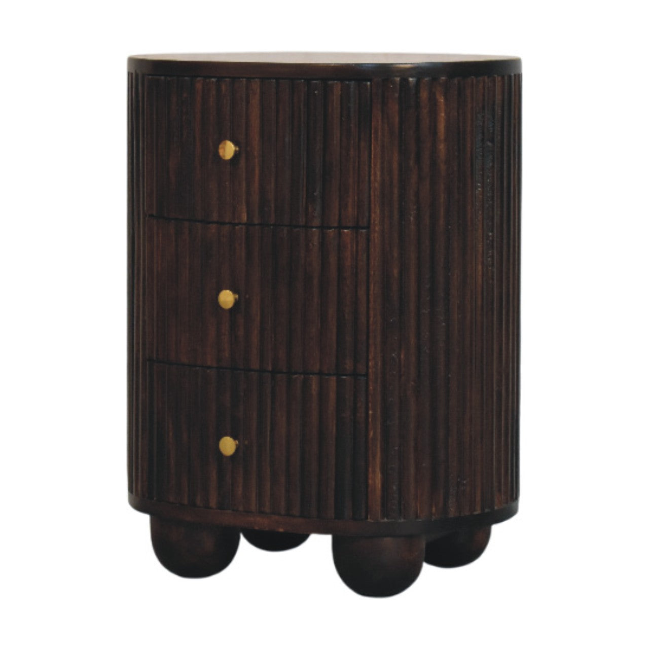Curved Fluted 3-Drawer Bedside