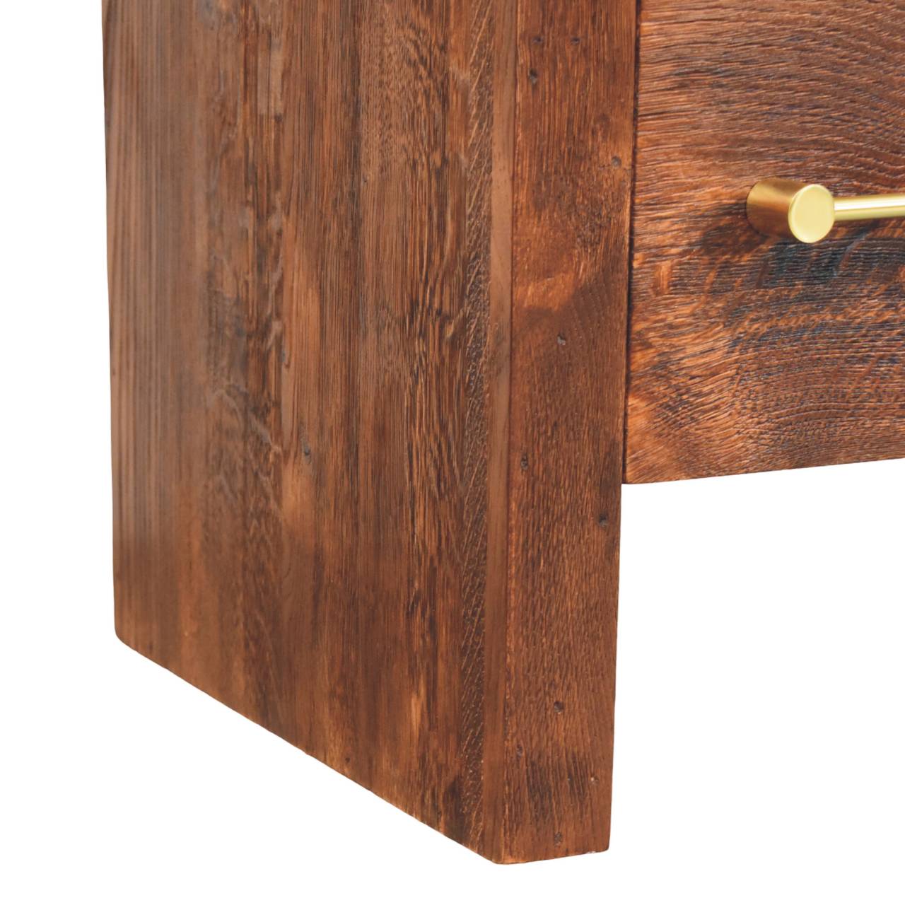 Tiger Oak Open Bedside with Brass Handle