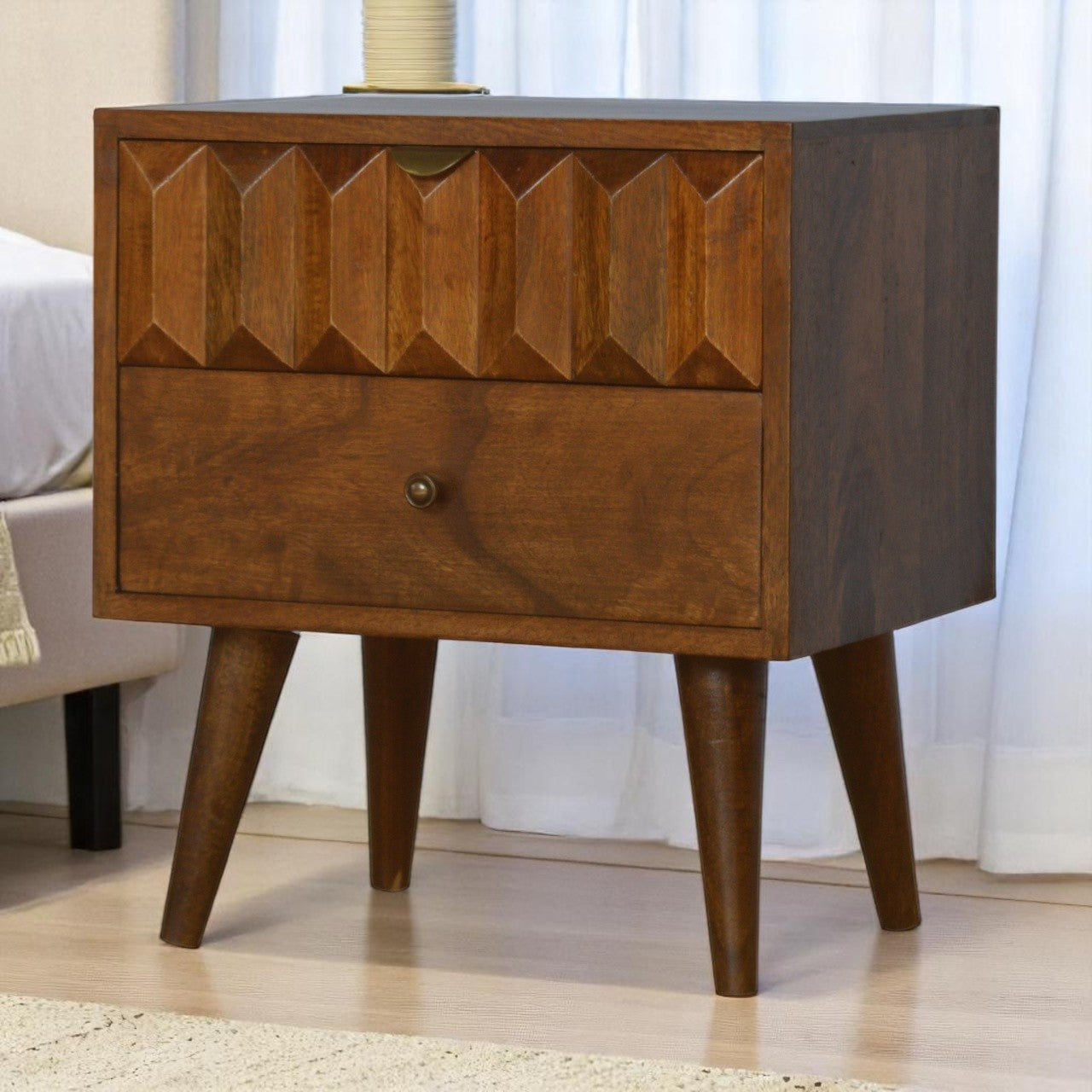 Curved Chestnut nightstand