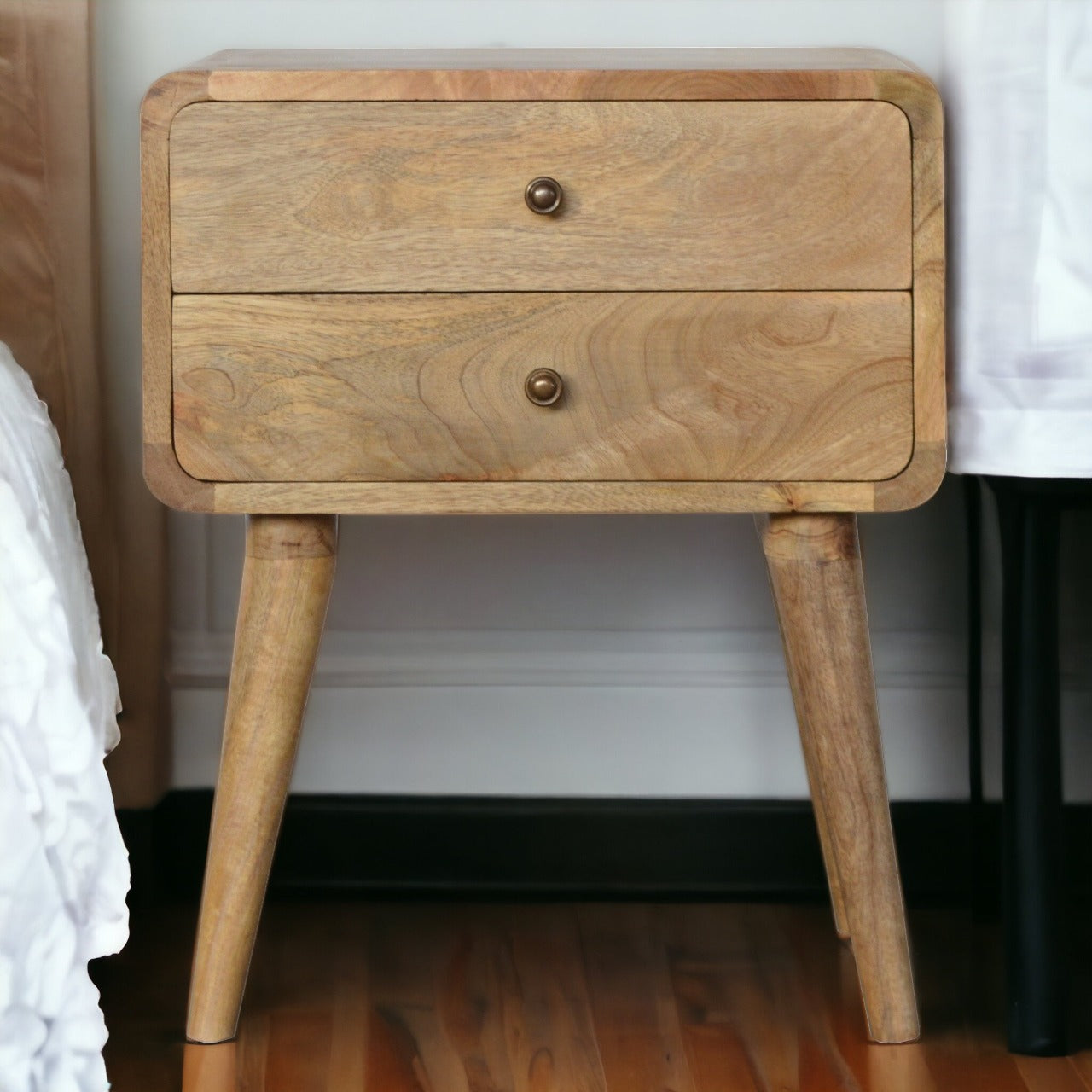 Curved Oak-ish nightstand