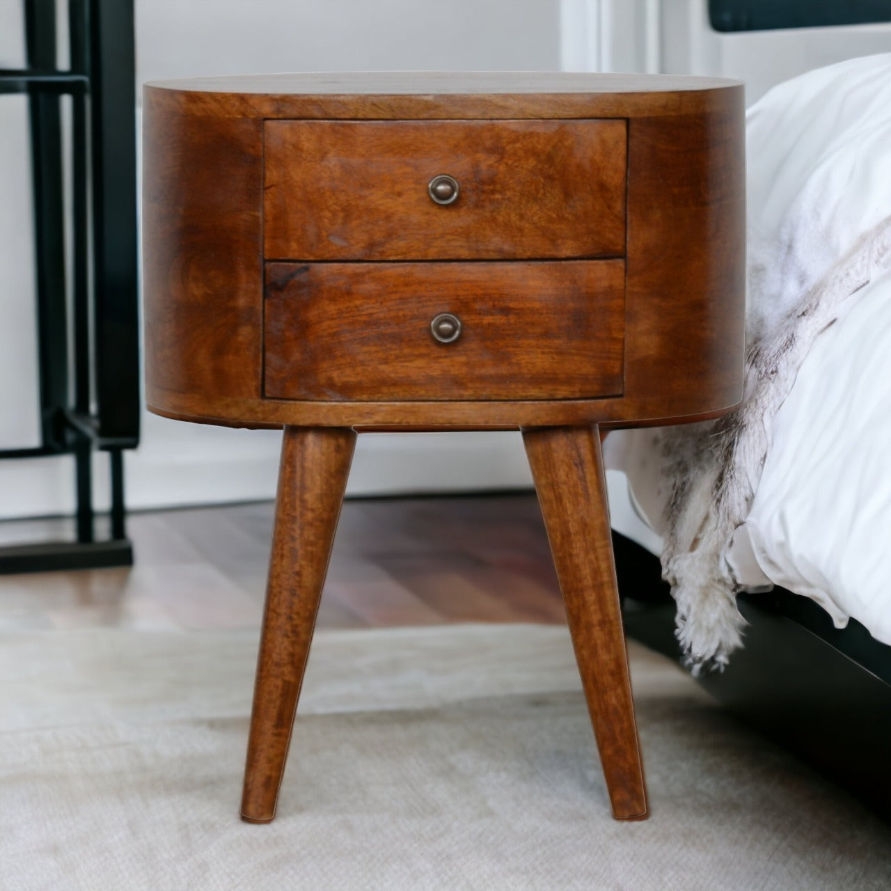 Chestnut Rounded nightstand Table