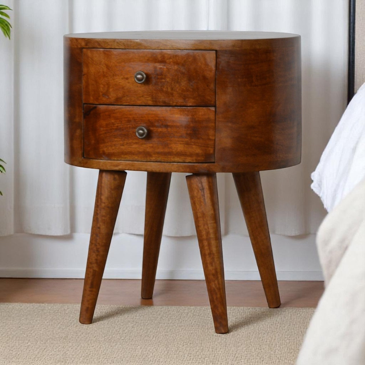 Curved Chestnut nightstand