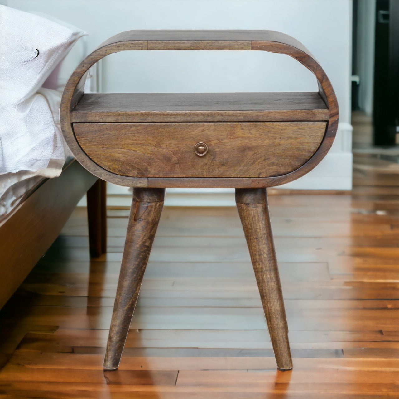Grey Washed Circular nightstand