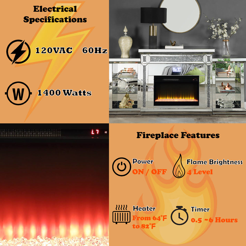 Noralie Fireplace W/LED & Bluetooth