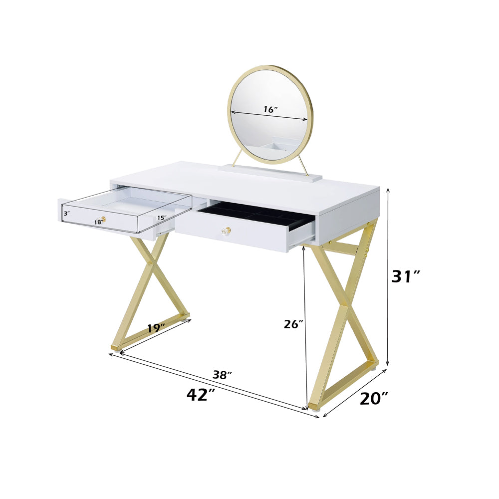 Coleen Vanity Desk W/Mirror & Jewelry Tray