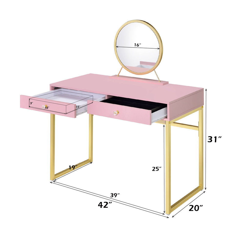 Coleen Vanity Desk W/Mirror & Jewelry Tray