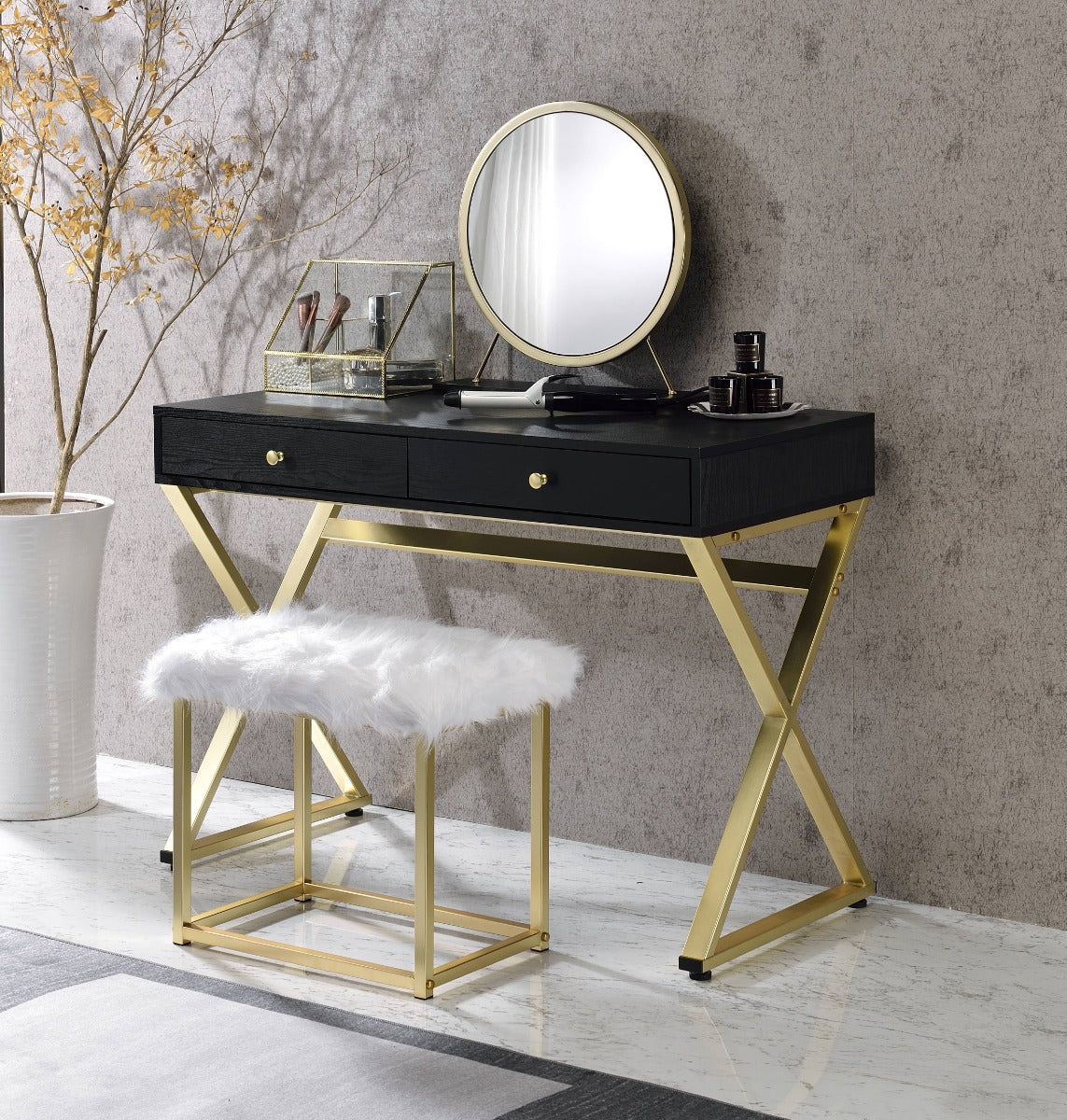 Adao Vanity Mirror & Stool