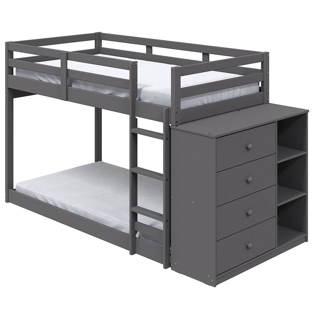 Gaston Twin/Twin Bunk Bed W/4 Drawers & 3 Compartments