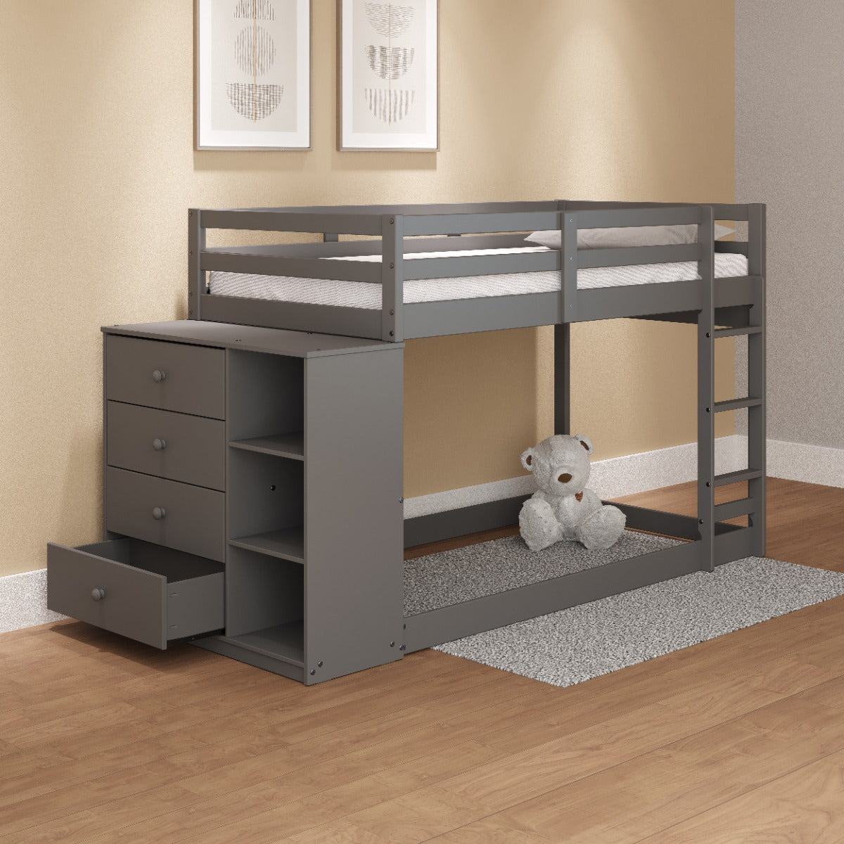 Gaston Twin/Twin Bunk Bed W/4 Drawers & 3 Compartments