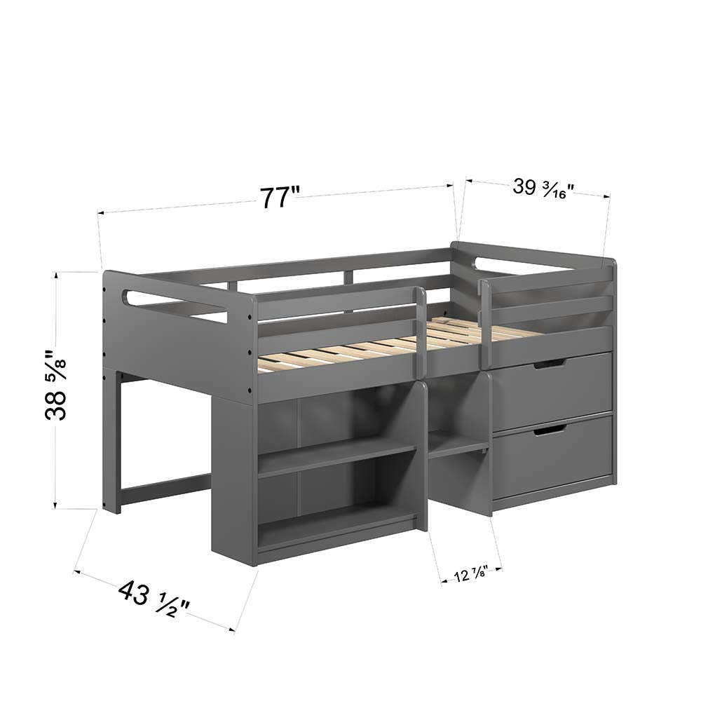 Fabiana Twin Loft Bed W/Storage