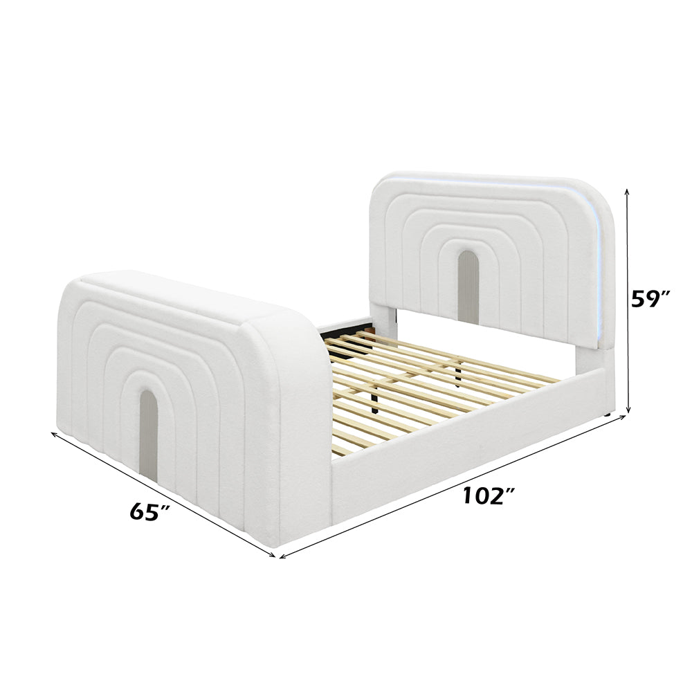 Shelyn Queen Bed w/LED, TV Cabinet, Fireplace & Bluetooth