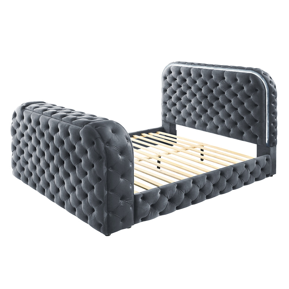 Kana Queen Bed w/LED, Fireplace & TV Stand