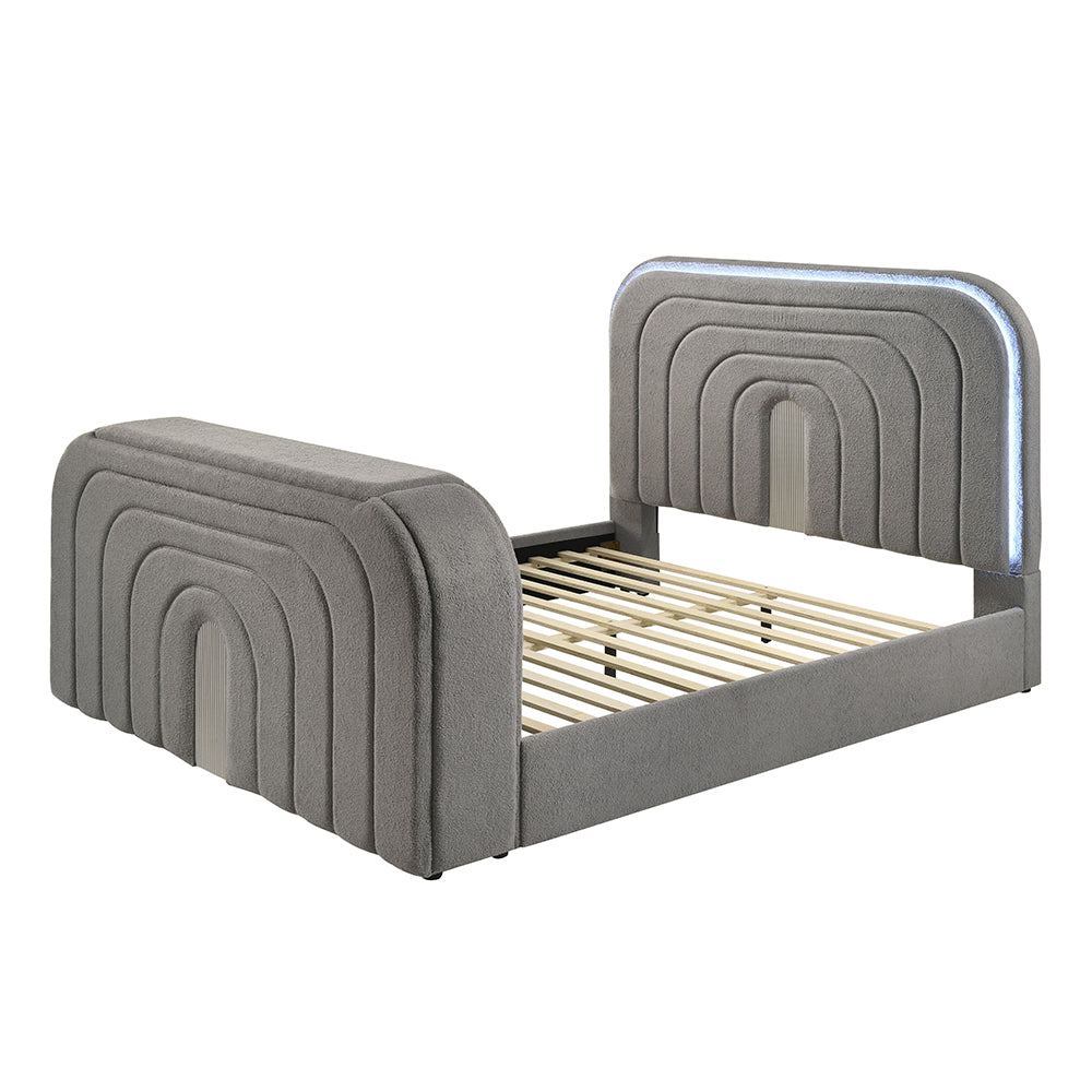 Shelyn EK Bed w/LED, TV Stand, Fireplace & Bluetooth