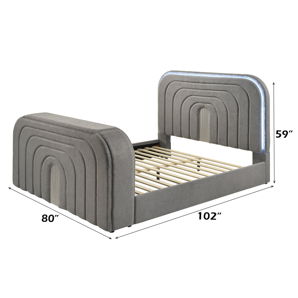 Shelyn EK Bed w/LED, TV Stand, Fireplace & Bluetooth